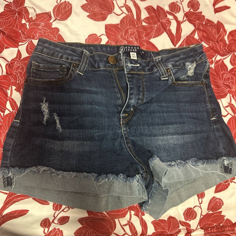 Boom Boom Jeans Blue Jean Shorts Distressed Frayed Hem